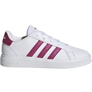 NWT Adidas Grand Court 2, size 6Y. Magenta glitter striped.